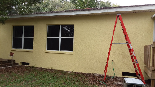 The back of the house has been painted.