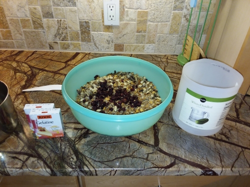 Making a bird seed log.