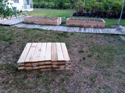 A pile of walkway treads I cut.