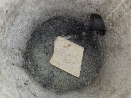 The plinth in the bottom of the foundry.