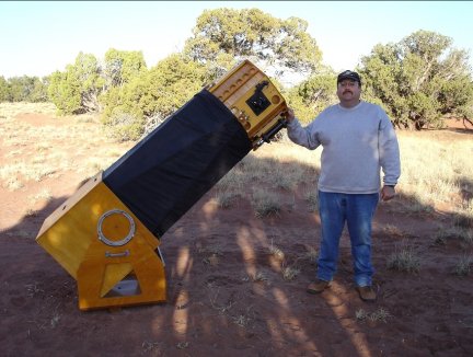 Me and my 17.5 inch Dobsonian Telescope.