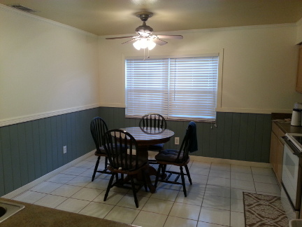 A photo of the newly painted kitchen.