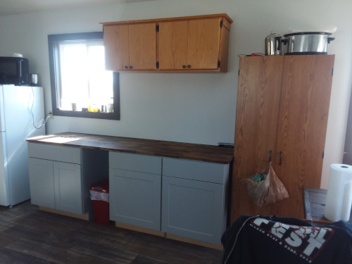 New cabinets and countertop in the studio.